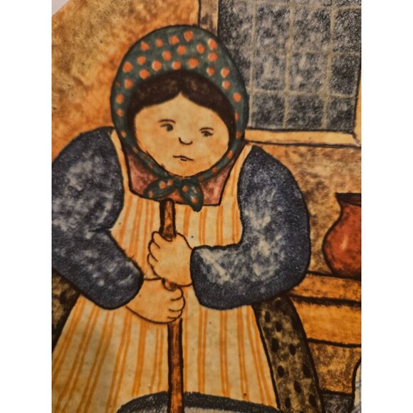 Vintage Lazzaro Hand Painted Italian Wall Plate Farm Kitchen 10 3/4 - Picture 2 of 5